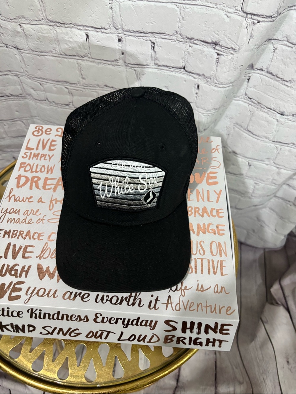 Sox Black Embroidered Mesh Back Trucker Hat